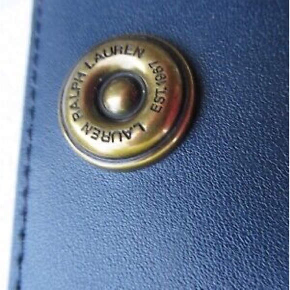 Lauren Ralph Lauren Leather Large Millbrook Wristlet Blue 10” x 7” - Picture 6 of 16